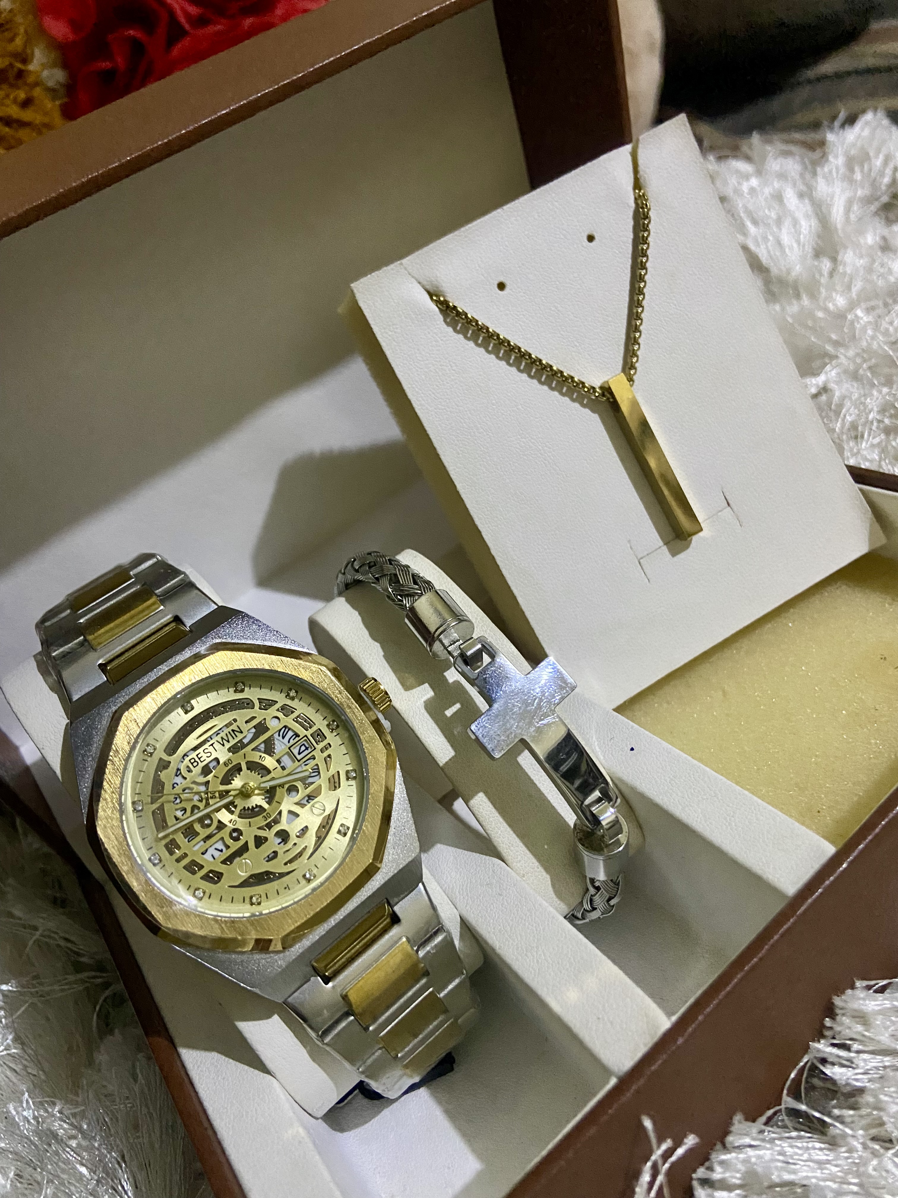 Ensemble montre bracelet collier Homme